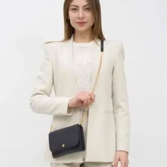 Tory Burch NEW Emerson Chain Wallet Womens Black Saffiano Leather Crossbody Bag - Picture 8 of 11